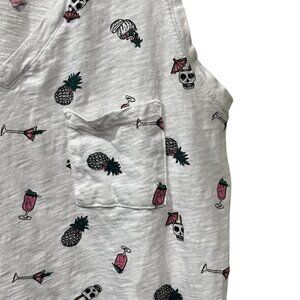 Torrid White Tank Top With Tropical & Skull Print Classic Fit Size 0 size large